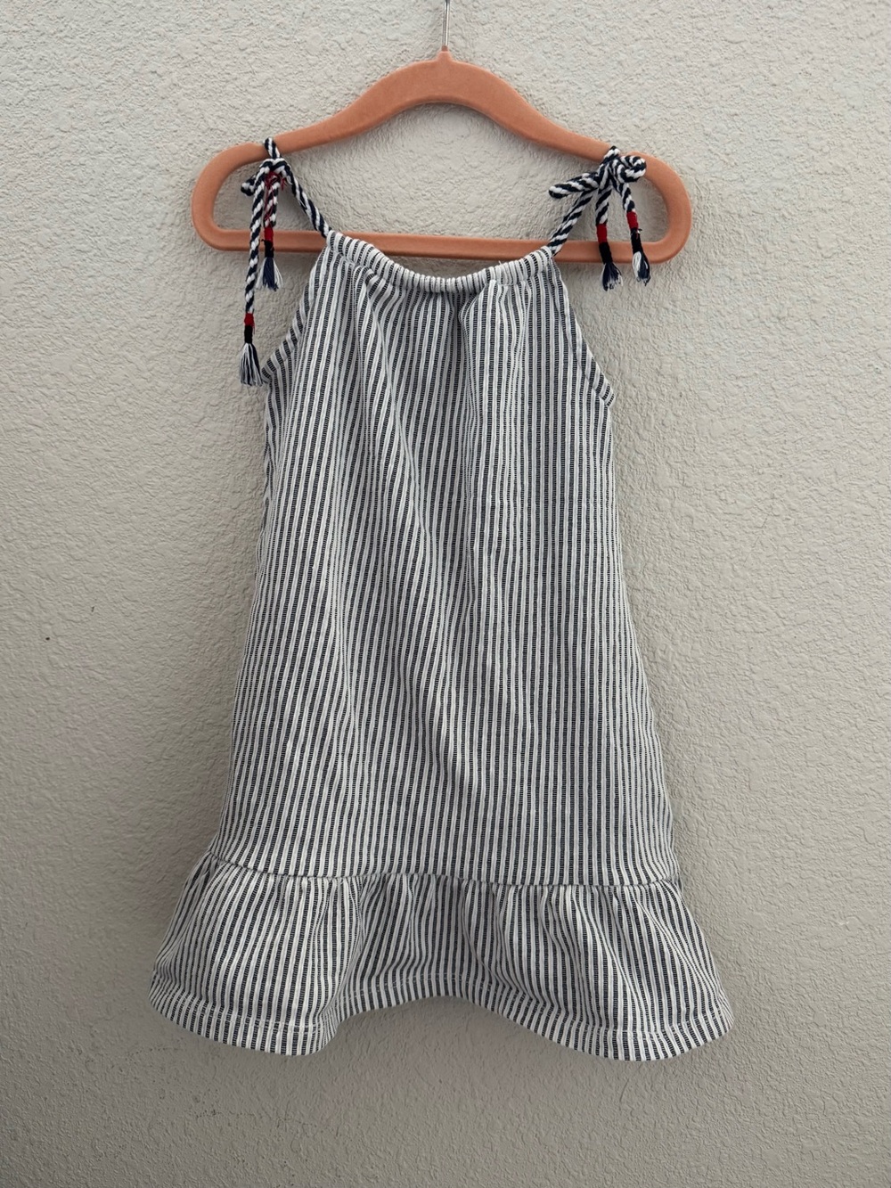 Vince Camuto Girls' Navy and White Striped Tie-Shoulder Dress